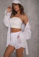 Spodenki damskie - Białe Szorty w Sportowym Stylu z Siateczką i Podszewką Elishka - miniaturka - grafika 1