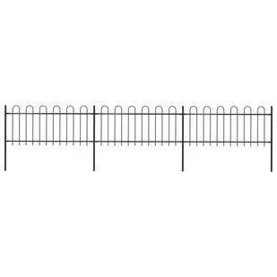 Vidaxl z zaokrąglonymi końcami, stalowe, 5,1x0,8 m, czarne - Ogrodzenia - miniaturka - grafika 2