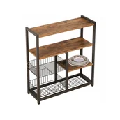 Szafki kuchenne - Regał szafka kuchenna ciemny brąz industrialny drewno retro wyspa półka - miniaturka - grafika 1