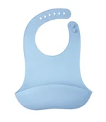 Śliniaki i fartuszki - Mombella Silikonowy Śliniak z Kieszonką 3D Light Blue - miniaturka - grafika 1