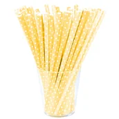 Słomki do napojów - Słomka papierowa żółty w białe kropki 12 sztuk - miniaturka - grafika 1
