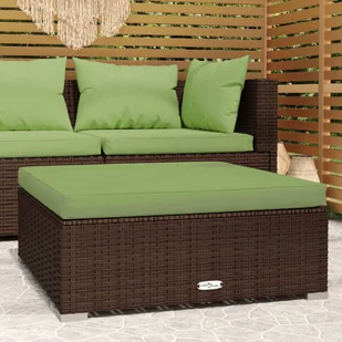 Podnóżek ogrodowy z poduszką, brązowy, 70x70x30 cm, polirattan - Sofy ogrodowe - miniaturka - grafika 1