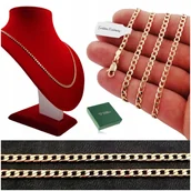 Naszyjniki - ZŁOTY NASZYJNIK DAMSKI PANCERKA GRUBY 45cm/3mm STAL CHIRURGICZNA NA PREZENT - miniaturka - grafika 1