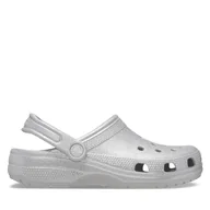 Klapki i japonki damskie - Klapki Crocs Classic Glitter Clog 205942 Srebrny - miniaturka - grafika 1