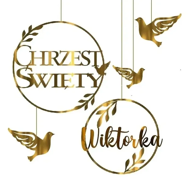 Baner Na Chrzest Girlanda Zawieszka Koło Dekoracja Personalizowana Imię