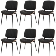 Krzesła - Zestaw 6 krzeseł do jadalni HWC-O44, krzesło kuchenne Krzesło, drewno gięte imitacja skóry Oeko-Tex MVG ~ naturalny, czarny - miniaturka - grafika 1