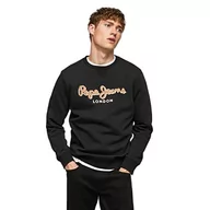 Bluzy męskie - Pepe Jeans Męska bluza Lamont Crew Sweatshirt, 999 Czarna, S - miniaturka - grafika 1