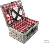 Rękodzieło - TORO Kosz piknikowy 40x28x18 cm czerwony - miniaturka - grafika 1