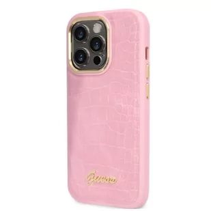 Guess GUHCP14LHGCRHP iPhone 14 Pro 6,1" różowy/pink hardcase Croco Collection - Etui i futerały do telefonów - miniaturka - grafika 2