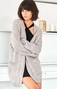 Kardigan z kieszeniami BK001, Kolor brązowy melanż, Rozmiar one size, BE Knit - Primodo.com - Swetry damskie - miniaturka - grafika 1