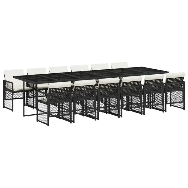 Zestaw Mebli Ogrodowych z Rattanu PE, Stół 330x106x73 cm, Krzesła 50,5x5