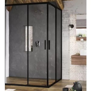 Ravak X1XM40300Z1 Kabina prysznicowa naro$562na BLSRV2K-80 czarna szk$563o Transparent - Kabiny prysznicowe - miniaturka - grafika 1