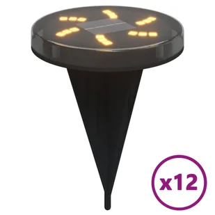 vidaXL Solarne lampki gruntowe, z kolcami, 12 szt., ciepłe białe - Lampy ogrodowe - miniaturka - grafika 1