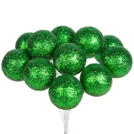 Bombki - Bombki Brokatowe Na Druciku Butelkowa Zieleń 12szt - miniaturka - grafika 1