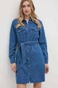 Pepe Jeans sukienka REGULAR DENIM DRESS kolor niebieski mini prosta PL953581HT8 - Sukienki - miniaturka - grafika 1