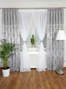 Firanka z zasłonami-komplet szary - Firany - miniaturka - grafika 1