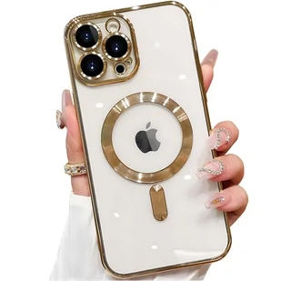 Etui MagSafe Case do iPhone 15 Pro Glamour Luxury obudowa Slim Ring Alogy Złote przezroczyste - Etui i futerały do telefonów - miniaturka - grafika 16