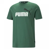 Koszulki sportowe męskie - Męski t-shirt z nadrukiem Puma ESS+ 2 Colour Logo Tee - zielona - PUMA - miniaturka - grafika 1