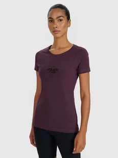 4F T-shirt slim z nadrukiem damski - fioletowy S - Koszulki i topy damskie 4F T-shirt slim z nadrukiem damski - fioletowy S - Koszulki i topy damskie - miniaturka - grafika 1