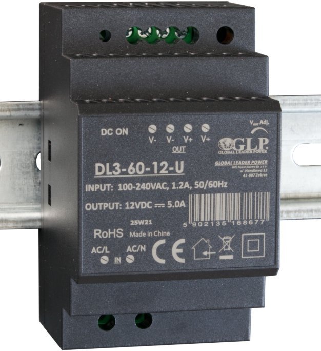 Zasilacz serwerowy YingJiao DL3-60-24 Zasilacz impulsowy DIN 24V 60W 2,5A, montaż na szynę DIN