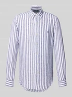 Koszule męskie - Koszula lniana o kroju custom fit z kołnierzykiem typu button down - miniaturka - grafika 1
