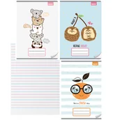 Zeszyty szkolne - 3X Zeszyt A4 Kolorowa 3-Linia, 32 Kartki, Dziewczęce Wzory: Koale, Jeżyki, Owoce - miniaturka - grafika 1