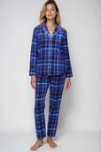 Piżamy damskie - Triumph Boyfriend Fit organiczna niebieska flanelowa piżama damska w kratę 3XL - miniaturka - grafika 1