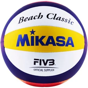 Piłka siatkowa plażowa Mikasa Beach Classic biało-żółto-niebieska BV551C-WYBR - Siatkówka - miniaturka - grafika 1