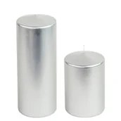 Świece - Świeca klasyczna metalik srebrna 10 x 25 cm - miniaturka - grafika 1