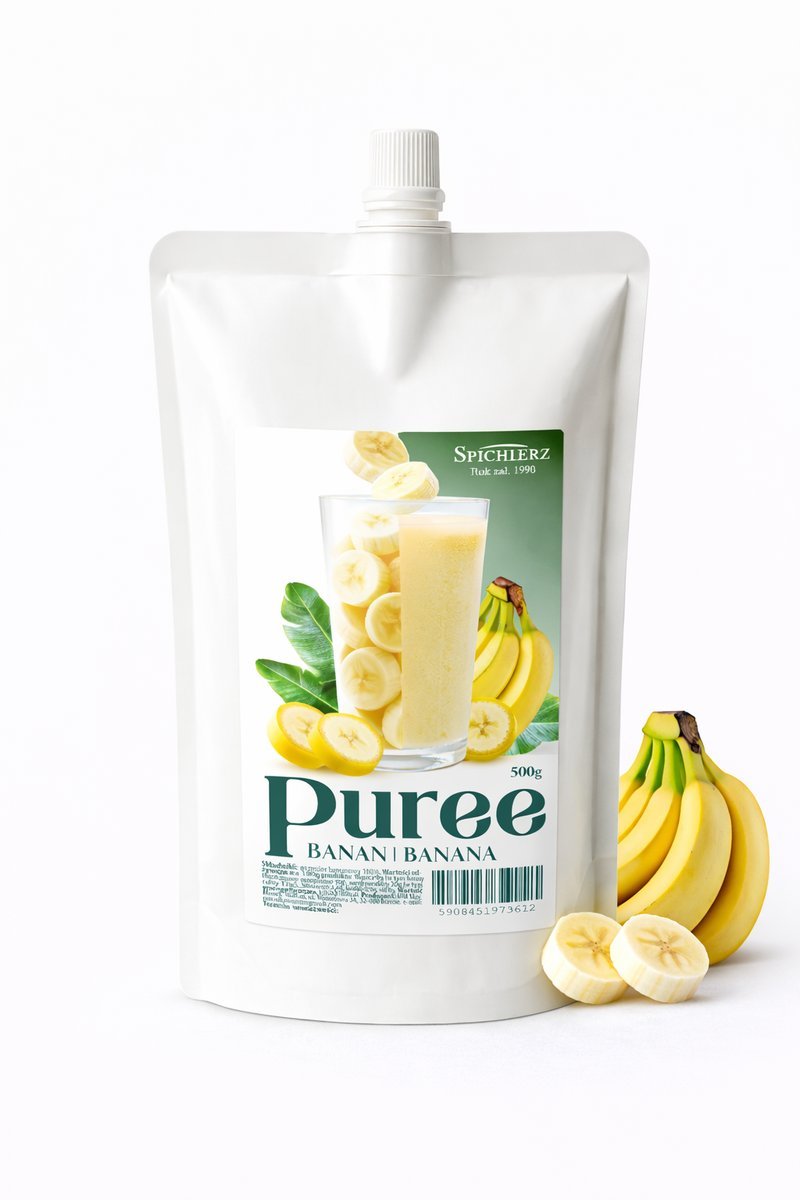 Puree Banan BEZ CUKRU z Banana Pulpa Bananowa 500g 100% owoce Spichlerz