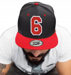CZAPKA PROSTY DASZEK AMERICAN TWILL CYFRA 6 HAFT - Czapki i chusty sportowe męskie - miniaturka - grafika 1