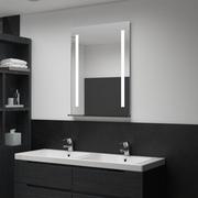 Lustra - vidaXL Ścienne lustro łazienkowe z LED, z półką, 60 x 80 cm - miniaturka - grafika 1