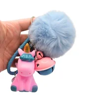 Breloki - BRELOK DO KLUCZY POMPON JEDNOROŻEC ZAWIESZKA BRELOCZEK - miniaturka - grafika 1