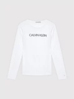 Bluzki dla chłopców - Calvin Klein Jeans Bluzka Institutional Logo IG0IG01014 Biały Regular Fit - grafika 1