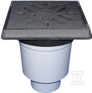 Odwodnienia, kanały i akcesoria - HL Wpust podwórzowy Perfekt DN160 z odejściem pionowym, ramą z żeliwa 260x260mm, kratką ściekową z żeliwa 226x226mm, klapą antyzapachową i koszem - miniaturka - grafika 1