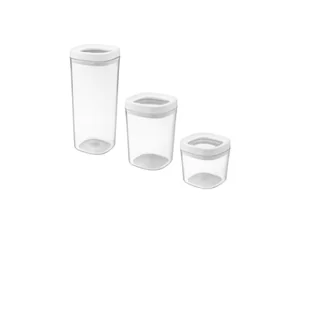 Zestaw 3 pojemników AMOS 1,8 l / 1,0 l / 0,6 l transparentne białe - Pojemniki kuchenne - miniaturka - grafika 1