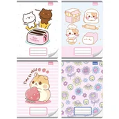 Zeszyty szkolne - 4× Zeszyt A5 3-Linia Kolorowa, 16 Kartek, Dla Dziewczynek: Misie, Kotki, Owoce, Kwiaty - miniaturka - grafika 1