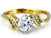 Pierścionki - Złoty pierścionek 585 zaręczynowy z biała cyrkonią - miniaturka - grafika 1