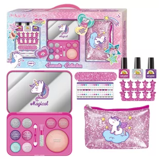 Zestaw Kosmetyków Kosmetyczka Uroczy Jednorożec Cienie Lakiery Naklejki - Zabawki interaktywne dla dzieci - miniaturka - grafika 1