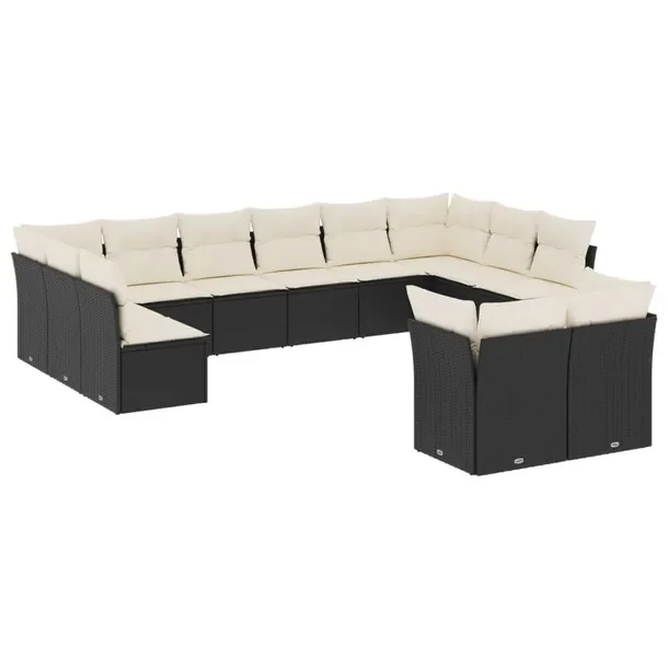 Zestaw Mebli Ogrodowych Modułowych Rattan PE Czarny 62x62x69 cm