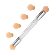 Akcesoria do paznokci - Molly Lac, Dwustronny Pędzel, Gąbka Do Ombre I Nail Art Z Cyrkoniami, Biały - miniaturka - grafika 1