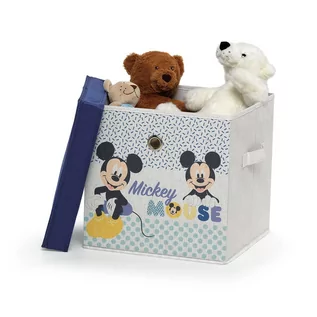 Pojemniki na zabawki - Dziecięcy materiałowy pojemnik z pokrywą Domopak Disney Mickey, 30x30x30 cm - grafika 1