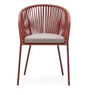 Krzesło ogrodowe z plecionką w kolorze terakoty Kave Home Yanet - Fotele i krzesła ogrodowe - miniaturka - grafika 1