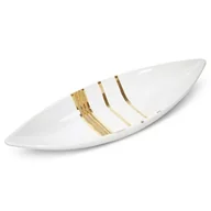 Tace i patery - Patera Ceramiczna Łódka Dora 40X14X7 Biała + Złota - miniaturka - grafika 1