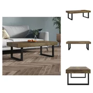 Ławy i stoliki kawowe - vidaXL Stolik kawowy ciemnobrązowo-czarny 120x60x40 cm MDF i żelazo - Stoliki kawowe - miniaturka - grafika 1