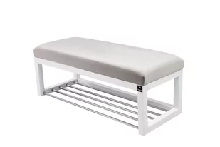 Ławka na buty LPG-4 75cm EMRAWOOD drewno lite kolor biały siedzisko gładkie kolor srebrny - Ławki do przedpokoju Ławka na buty LPG-4 75cm EMRAWOOD drewno lite kolor biały siedzisko gładkie kolor srebrny - Ławki do przedpokoju - miniaturka - grafika 1