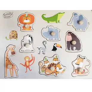 Smily Play, Układanka, Drewniana Zwierzęta Z Safari, Spw83805An01 - Łamigłówki - miniaturka - grafika 1