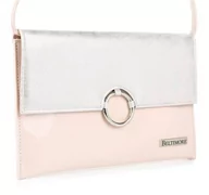 Torebki damskie - Różowo- srebrna oryginalna damska torebka kopertówka na pasku usztywniana różowy - miniaturka - grafika 1