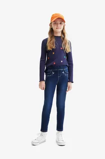 Spodnie i spodenki dla dziewczynek - Desigual jeansy dziecięce kolor granatowy - grafika 1
