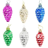 Bombki - BOMBKI SZYSZKA ZAWIESZKA SZYSZKI CHOINKOWE ZESTAW PLASTIKOWE 6SZT NA STROIK - miniaturka - grafika 1